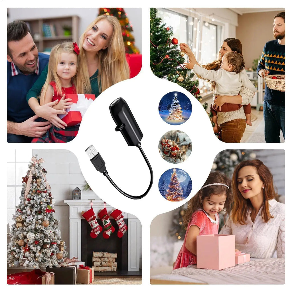 USB Christmas Projector Lights 3 Patterns LED Snowflakes Home Decor Christmas Party Decorations Holiday Ornaments for Yard Room Vue
