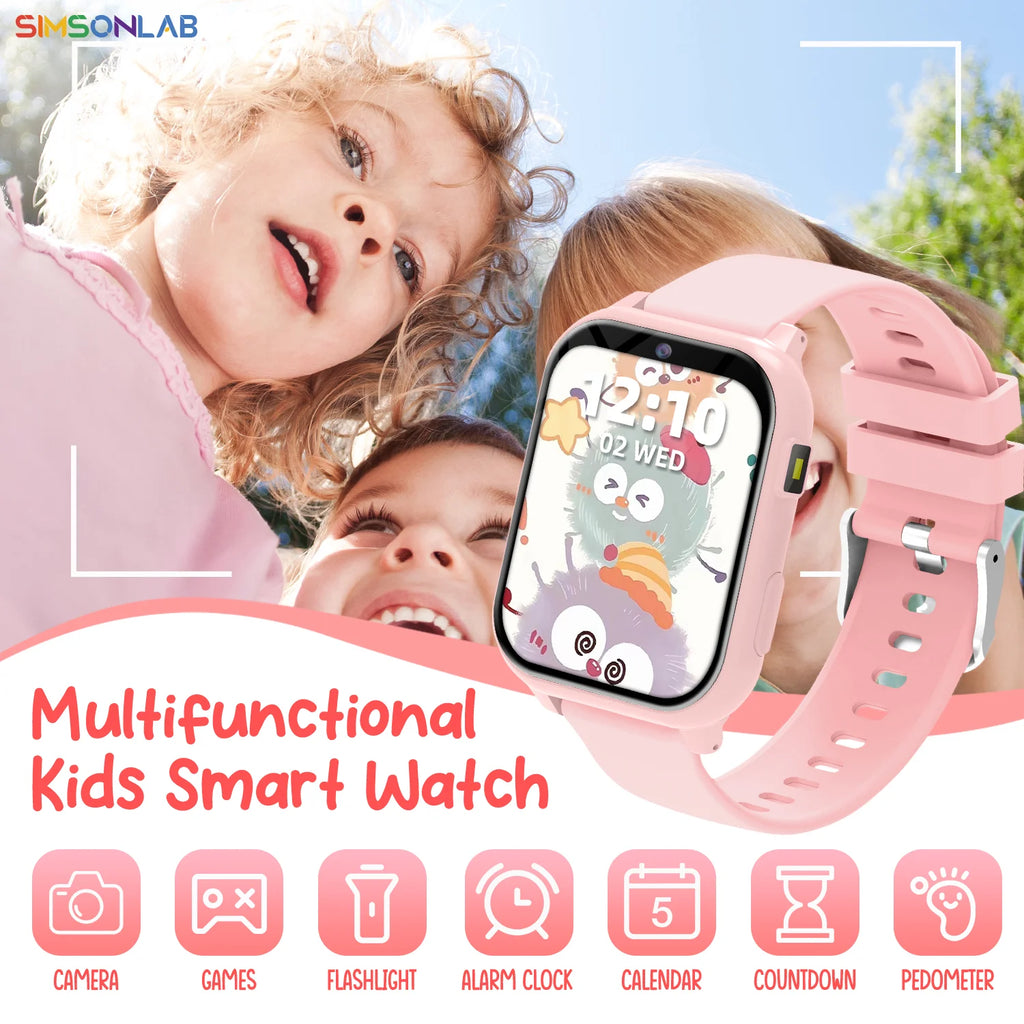 2026 Kids Game Smartwatch Flashlight Alarm Waterproof HD Touch Screen Camera Children Smart Watch For Boys Girls Birthday Gift Vue