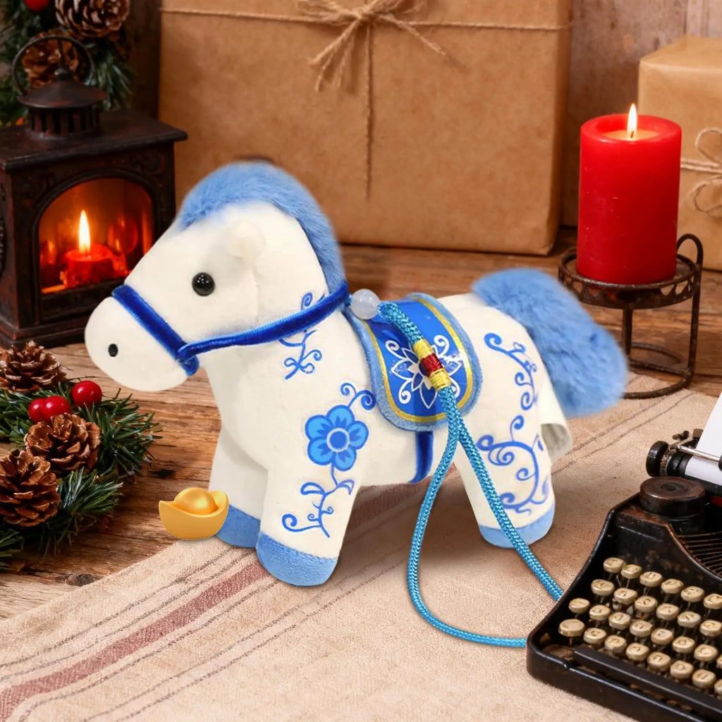 Stuffed Horse Plush Toy 2026 Collectible Cuddly Plush Ornament Chinese New Year Stuffed Animal Toy for Home Living Room Nursery Vue