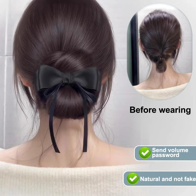 Low Bun Wig Hair Clip-In Messy Bun Hairpiece Straight Hair Extension For Effortless Updo Synthetic Claw Messy Hair Bun For Women Vue