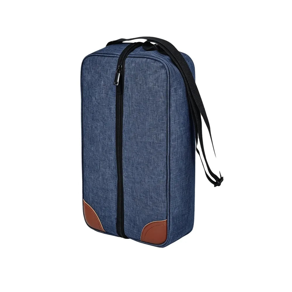 Portable Large Capacity Wine Cooler Bag Protective with Handle Wine Bottle Carrier Holds 2 Bottles Liquor Bottle Carrier Picnic Vue Blue