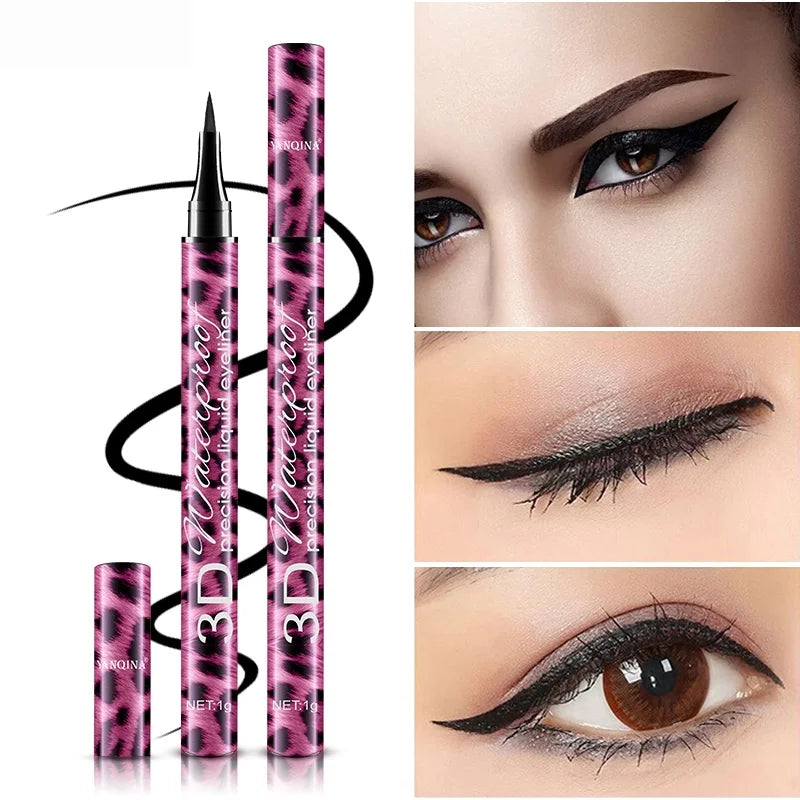 Yanqina Leopard Print Eyeliner + Mascara Two-In-One Set Waterproof and Smudge-Proof Makeup Vue