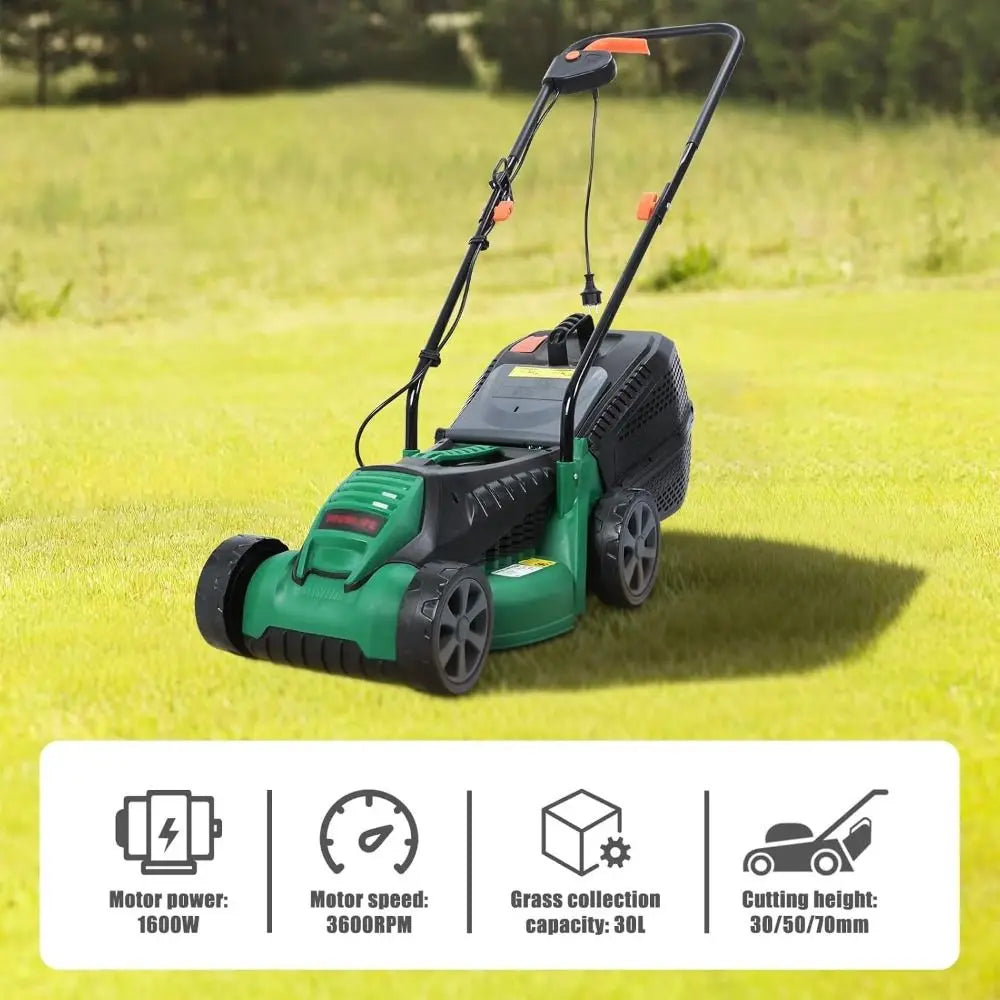 1600w Hand-Pushed Electric Lawn Mower Powerful Push-Style Electric Self-Propelled Lawn Mower Adjustable Foldable Vue