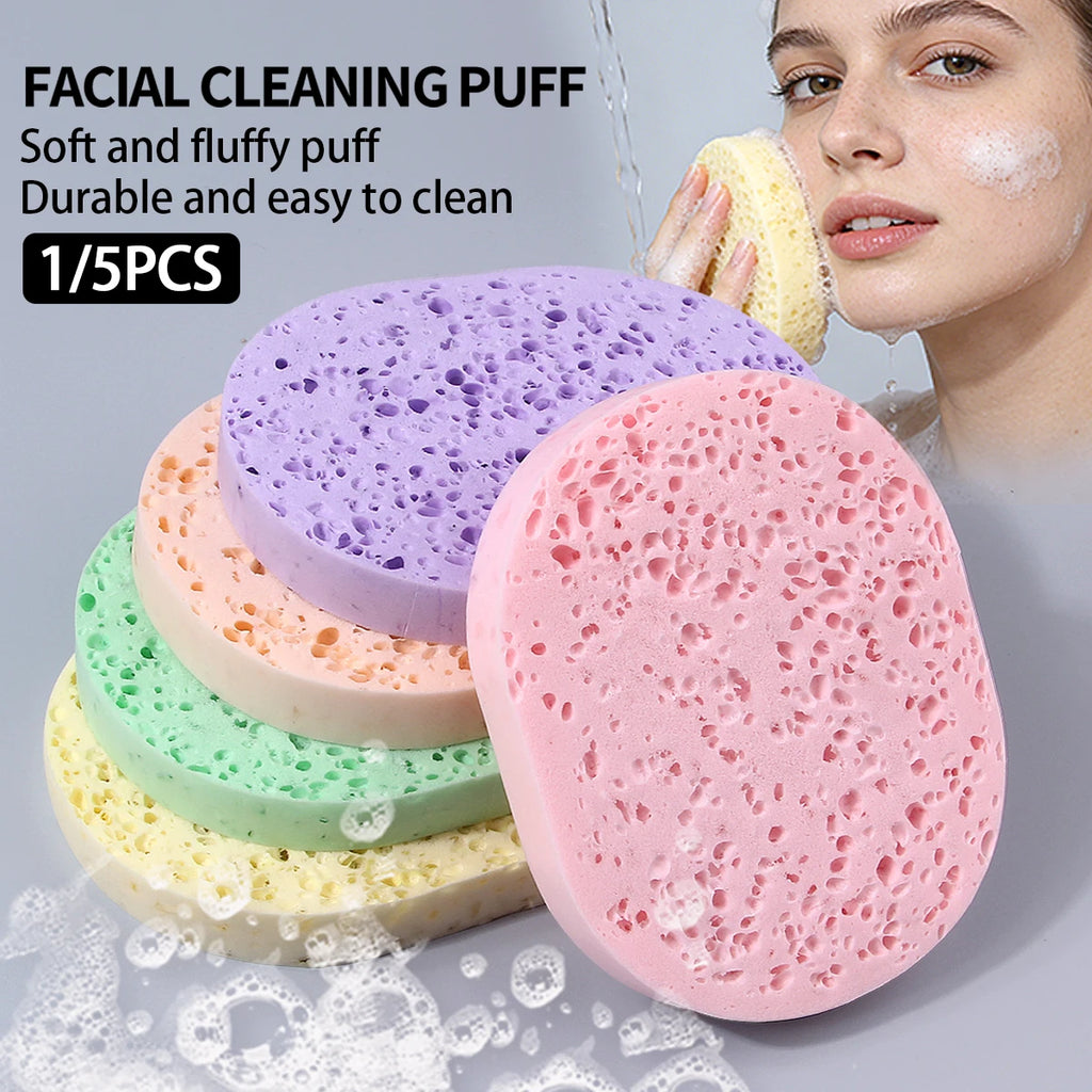Hot Sale Deep Clean Facial Cleansing Puff,Multicolor Oval Porous Soft Sponge Reusable Exfoliating Face Sponges for Daily Facial Vue
