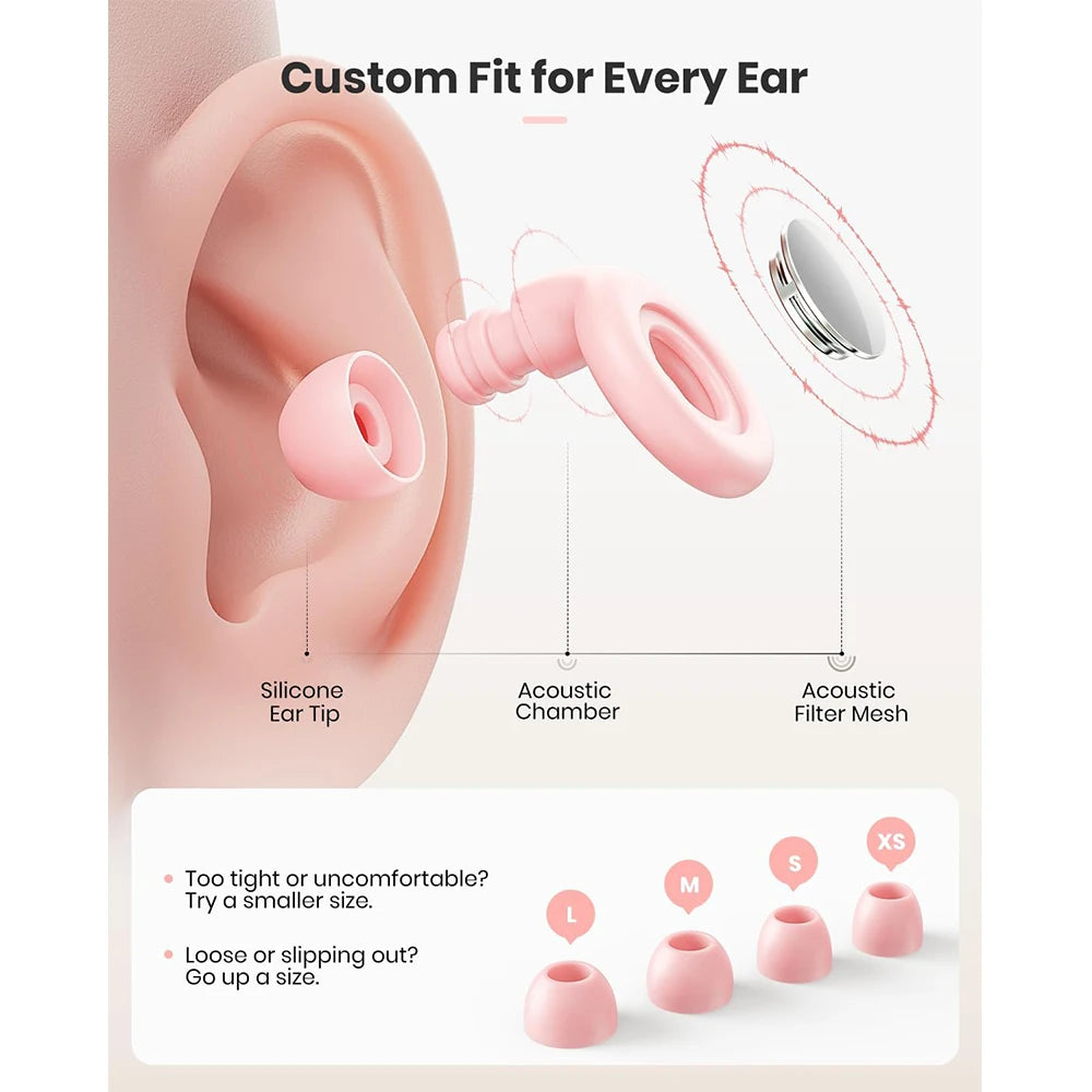 Ear Plugs Sleeping Noise Cancelling 25dB Reduction 8 Tips Reusable Vue