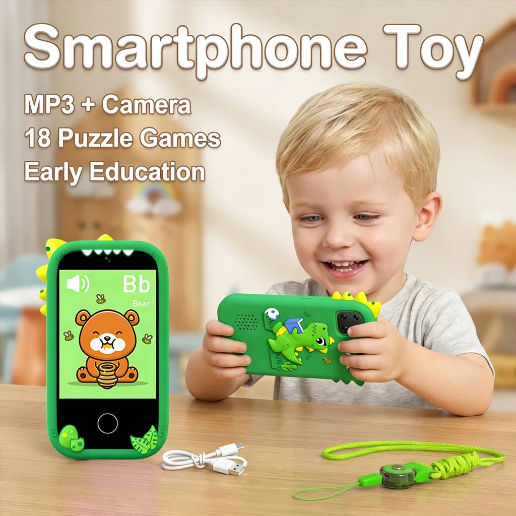 Kids Smartphone Toy with 18 Puzzle Games Camera MP3 Player, Learning Phone for Boys Girls Cell Phone Gift for Birthday Christmas Vue