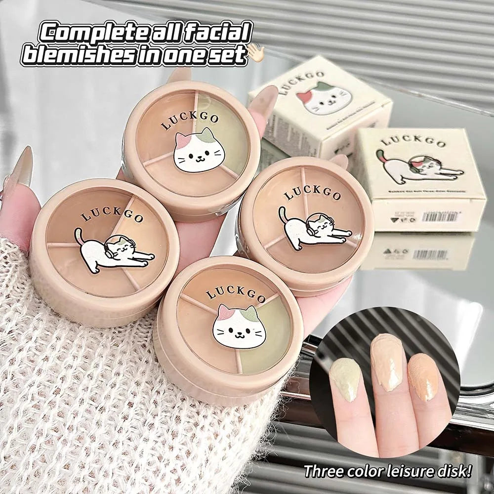 3Color Concealer Full Covers Dark Circles Acne Marks Spots Tear Furrows Concealer Cream Brighten Face Even Skin Color Foundation Vue