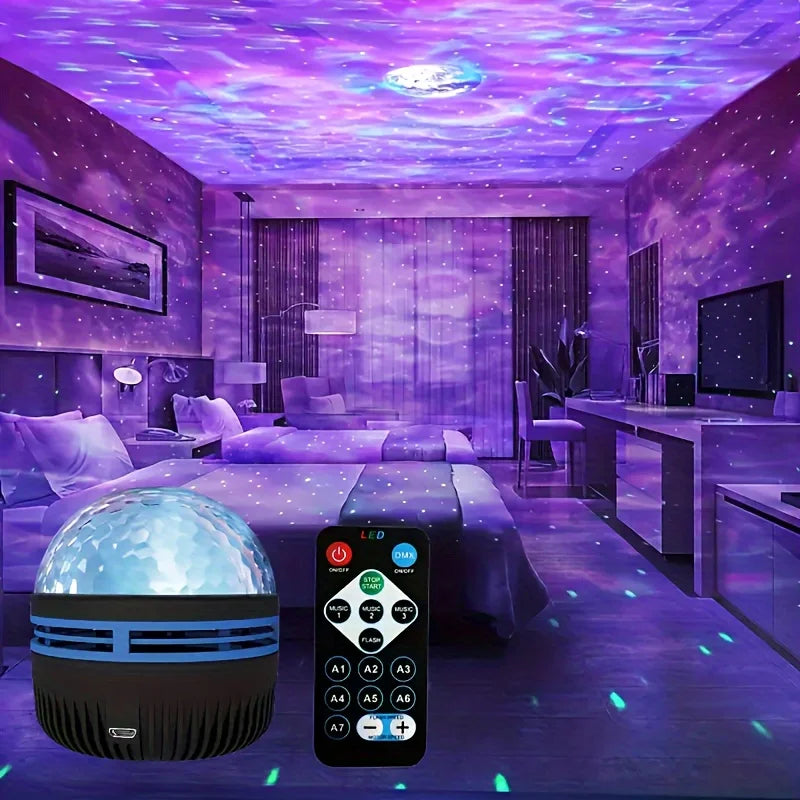 LED Water Ripple Projector Light Atmosphere Rotating Projection Lamp with Remote Control 7 Color for Home Christmas Halloween Vue