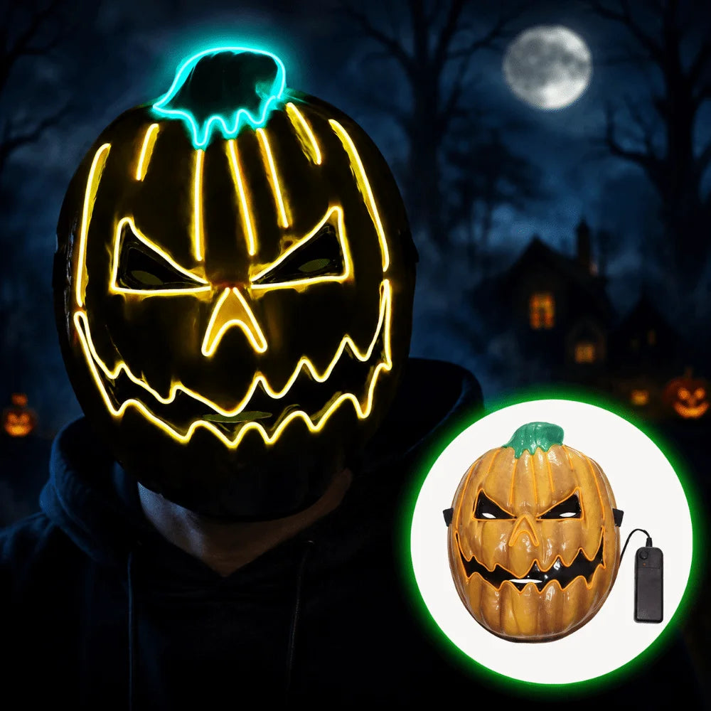 Party Gift Realistic LED Pumpkin Mask Spooky Creativity Halloween Glowing Mask Funny Orange Luminous Cosplay Mask Carnival Party Vue