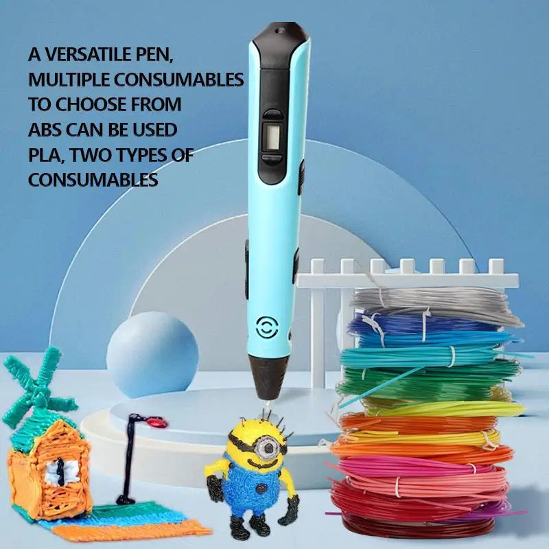 3D Pen Kids 40 Colors 1.75mm PLA Children 3D Printing Pen 0.7mm Diameter Material DIY Drawing Pen Boy Girl Birthday Gifts Vue