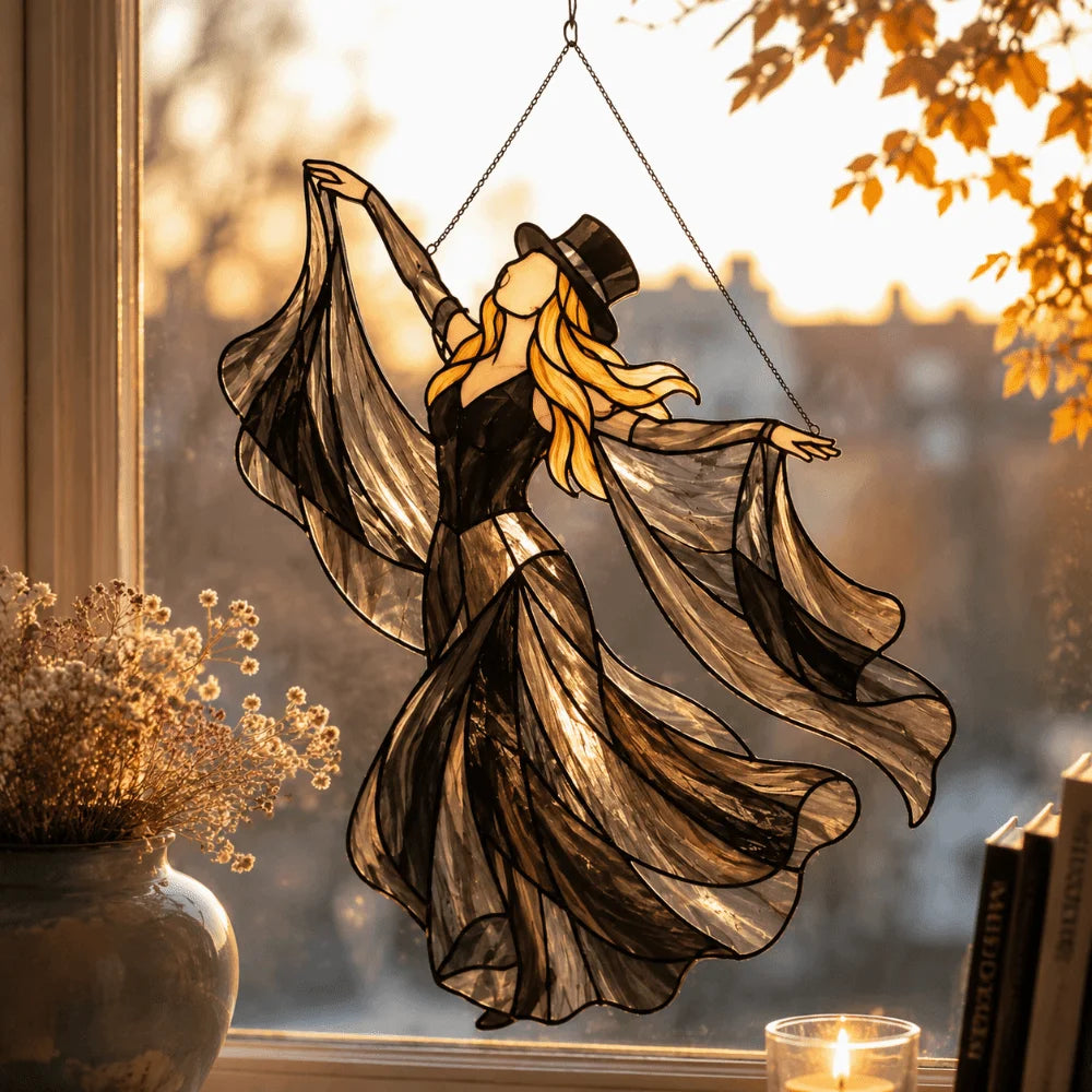 Colorful Dancing Lady Window Pendant Acrylic Home Decor Wind Spinner Gothic Witch Style Halloween Hanging Ornaments Home Vue