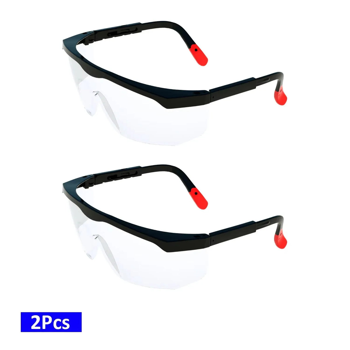Anti Fog Safety Glasses Over Eyeglasses Ansi Z87 Clear Safety Goggles HD Lens Rubber Leg Eye Protection for Industrial Lab Work Vue YJ04-Red 2pcs China Mainland