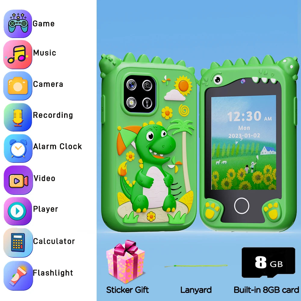 Unicorn Kids Smart Phone Toys 8GB with 20 Games Dual Camera Toddler Phone Learning Games Toys MP3 Music Player for Boy Girl Gift Vue green