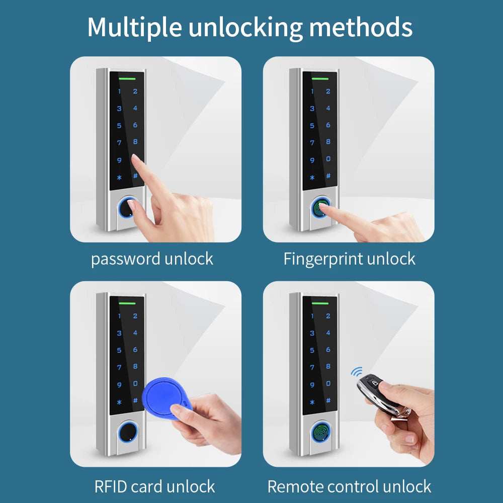 Waterproof 433Mhz 125Khz RFID Wireless Access Control Keypad+Electric Drop Bolt Lock+Wireless Exit Button+Remote Control Key Vue