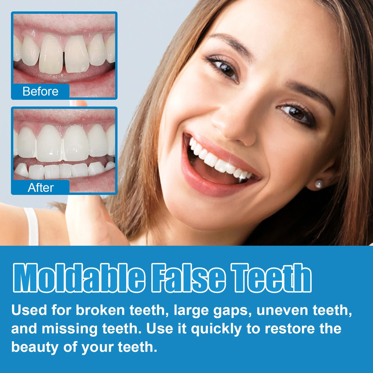 Moldable Tooth Gel Kit, Vampire Teeth & Gap Filler for Party Cosplay, Halloween Makeup, DIY False Teeth & Dental Beauty Tool Vue
