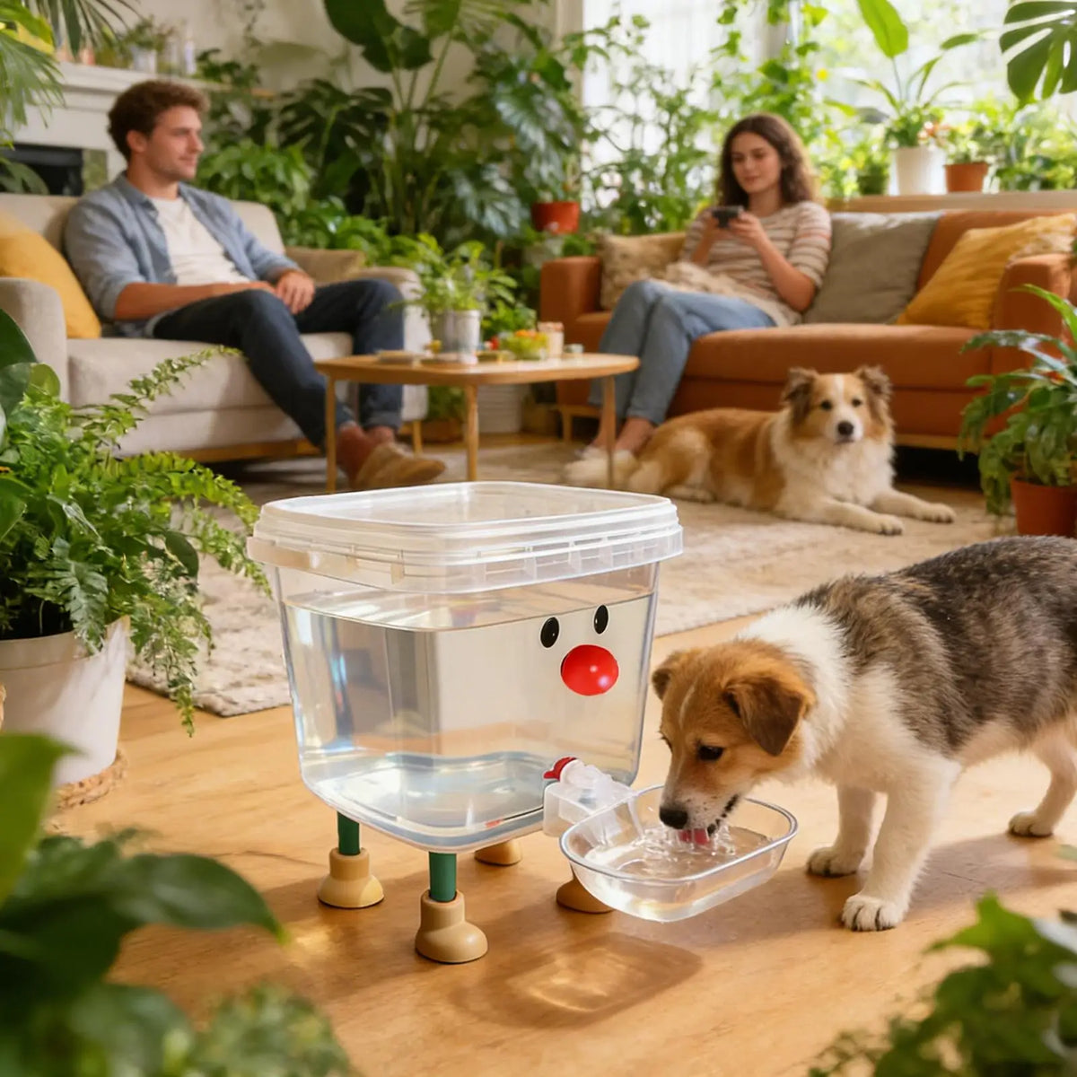 3L/5L Cartoon Smile Face Pet Water Fountain, Automatic Drinking Dispenser For Cats Dogs, Quiet Auto Waterer For Home Living Room Vue