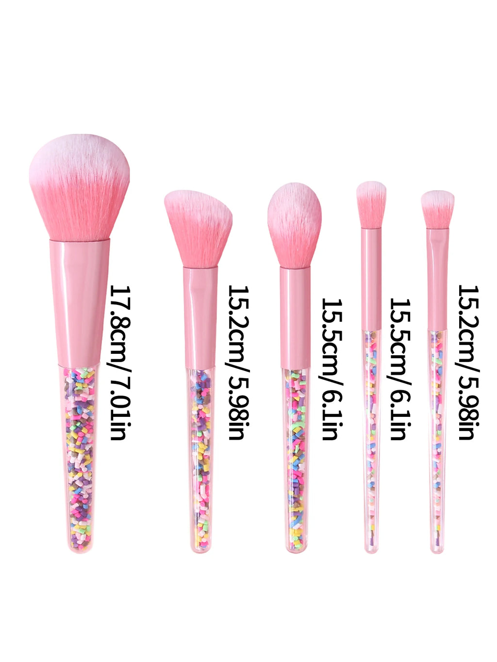 5PCS Candy Sprinkle Makeup Brushes Set Pink Soft Synthetic Brushes for Face & Eye Vue