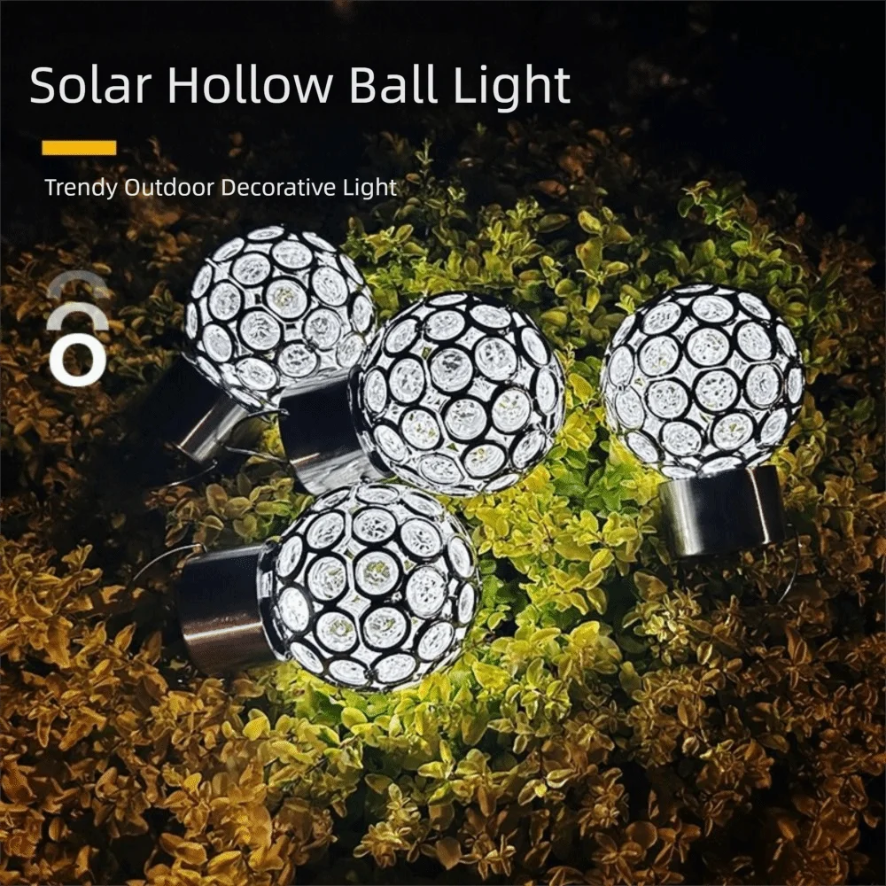 Camping Waterproof Solar Lights Round Ball Motion Sensor LED Lights Glass Chandeliers Multicolor Hanging Light Courtyard Vue
