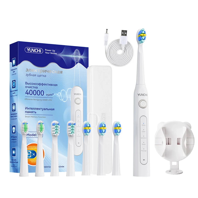 YUNCHi Rechargeable Sonic Toothbrush Y5 Sonic Adult Electric Teeth Brush 2 Min Timer 5 Brushing Modes Tooth Whitening Cleaning Vue WT Holder1 Russian Federation