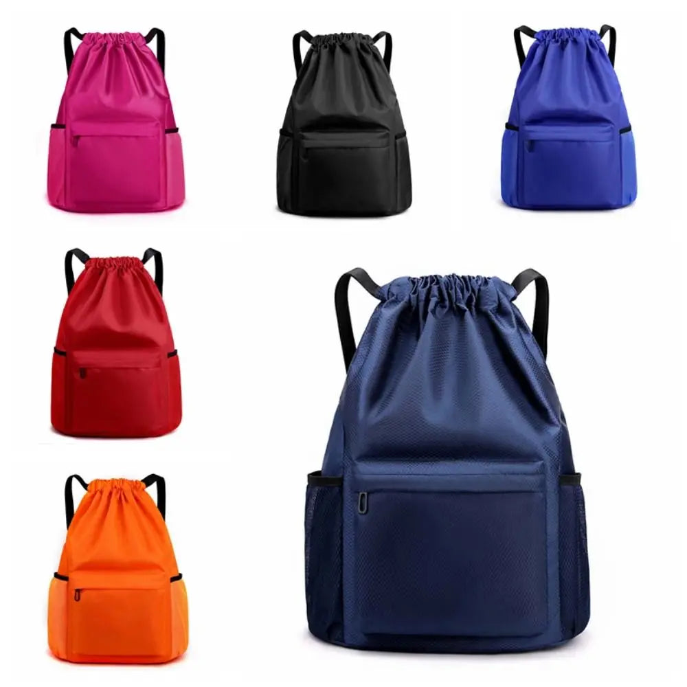 Portable Gym Drawstring Bag Quick Drying Large Capacity Oxford Cloth Backpack Adjustable Straps Anti-splash Water Vue
