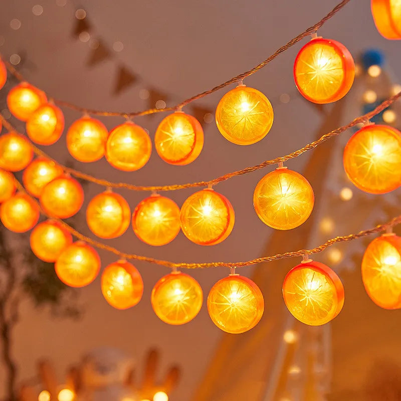 Party 10M 80LED Rome Decoration Lemon String Lights Indoor Party Atmosphere Christmas Battery USB Fairy Lights Curtains 559 Vue