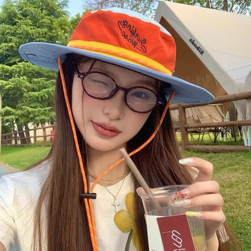 Color-blocked Design Travel Bucket Hats Breathable Quick Dry Vue