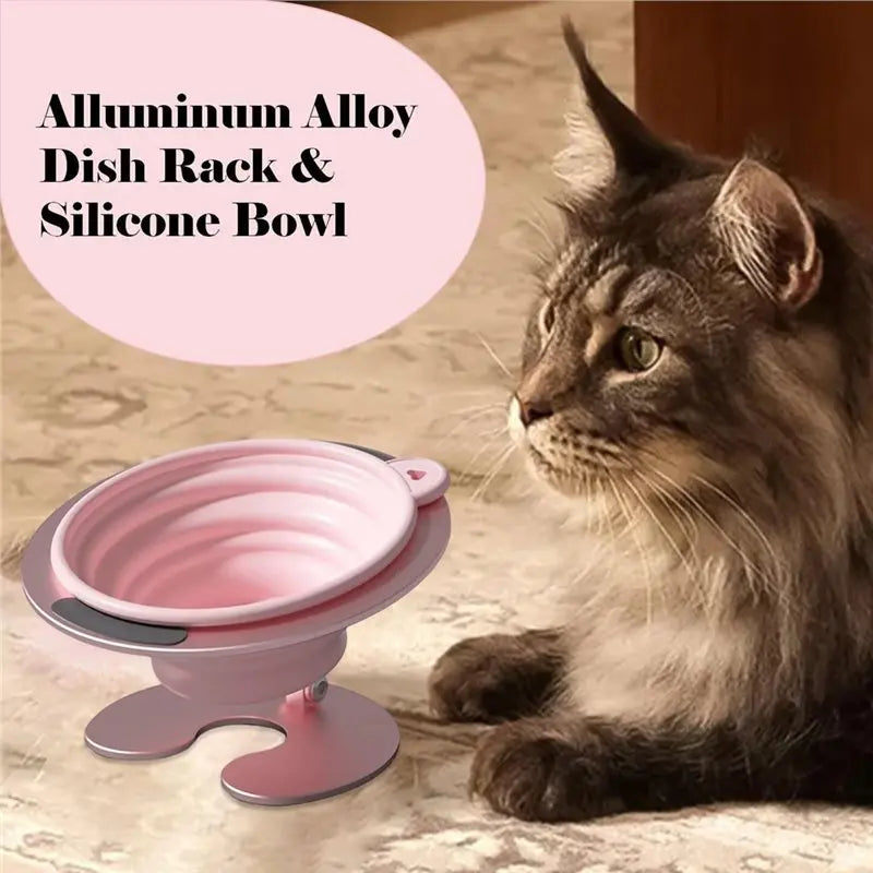 ABKW-Indoor Outdoor Cat Dog Food Bowl, Elevated Collapsible Design, Whisker Friendly Feeding Watering Dish Vue