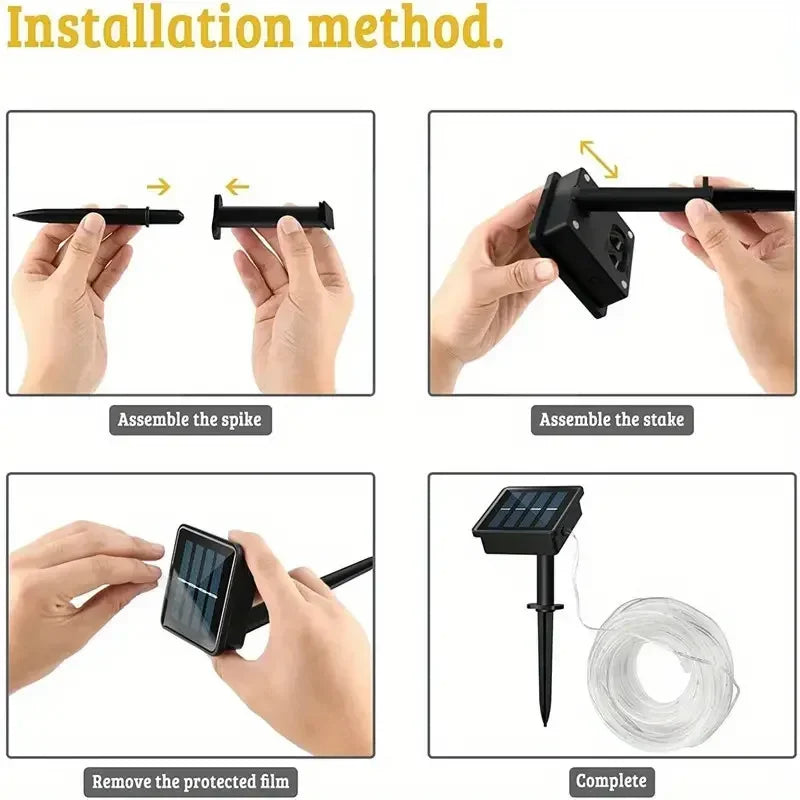 Solar Rope Lights Solar LED Light Path Deck Outdoor Garden Solar String Lights Waterproof Outdoor Lighting Strips 8 Light Modes Vue
