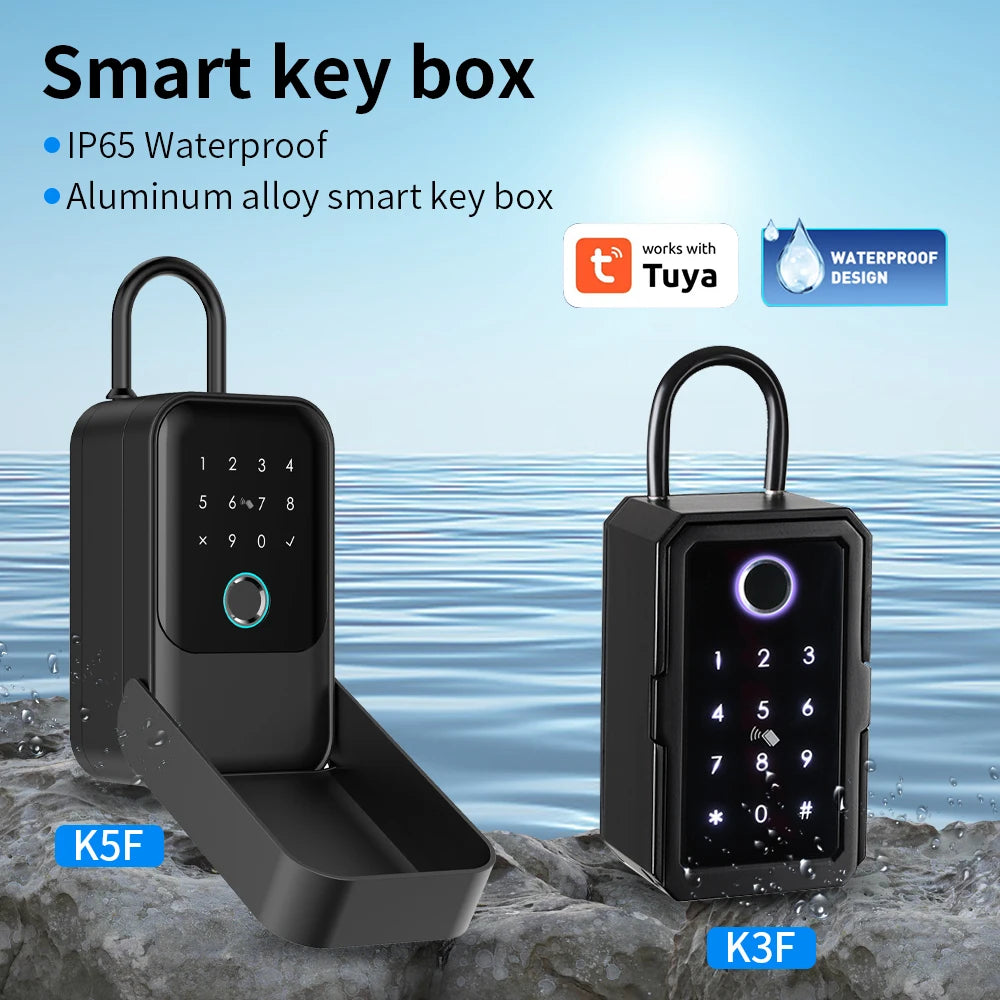 TTlock/work with tuya app Password Smart Fingerprint Digital Card Smart Tuya Electronic Portable IP66 Smart Lock Box Vue