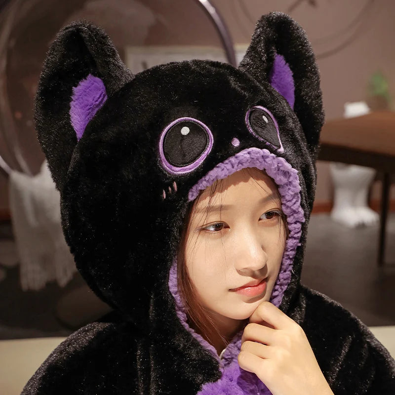 Green Alien Cat Seal Capybara Black Cat Robes Cloak Cute Animal Plush Cloak Blankets Swaddle With Hood Boys Girls Winter Gifts Vue