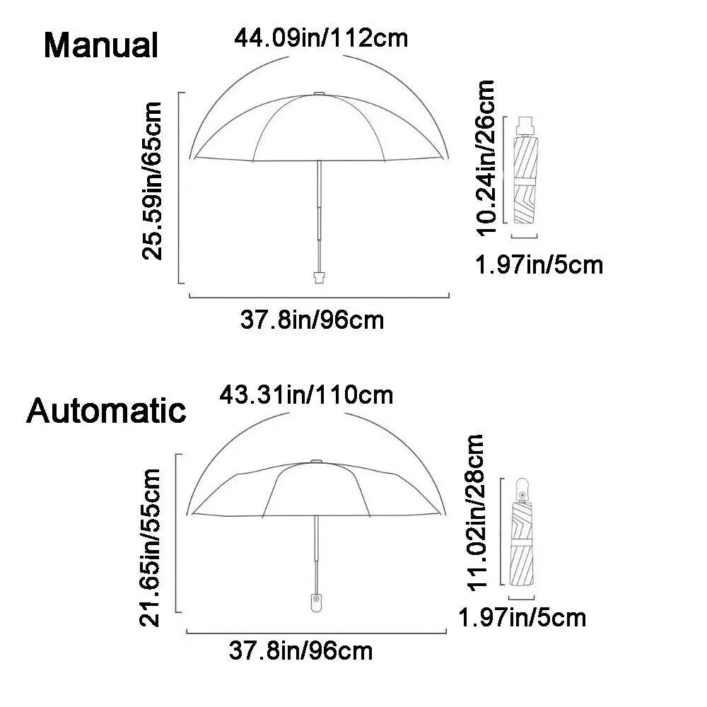 Automatic/Manual Polka Dot Umbrella Black Coated UV Protection Dual Use Umbrella Lightweight Folding Rain Umbrella Summer Vue