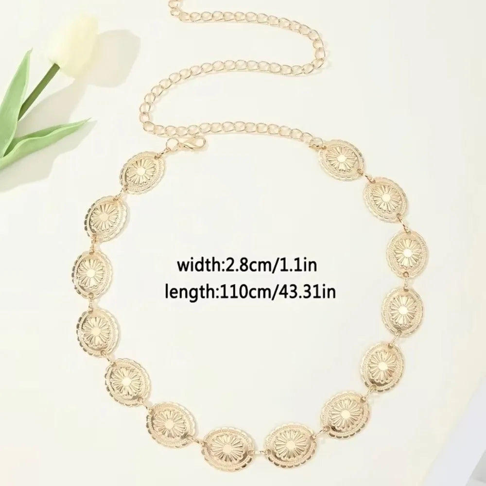 Fashion Gold Silver Waist Chain Metal Belt Adjustable Length Bohemian