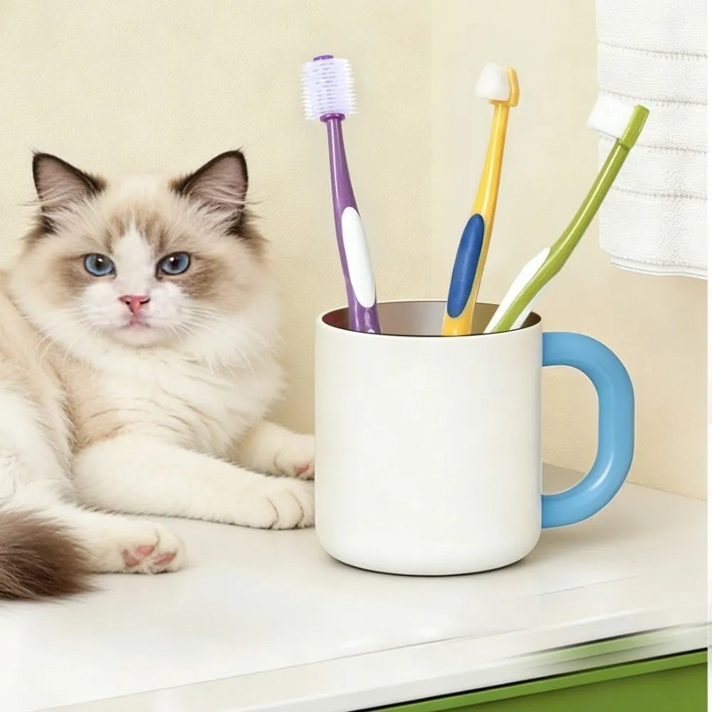2pcs 360 Degree Cleaning Dog Toothbrush Micro Head Soft Hair Bristles Teeth Cleaning Brush Bite Resistant Cat Toothbrushes Vue