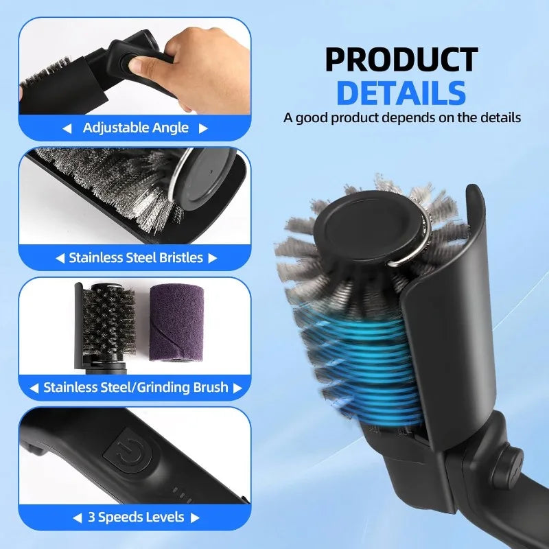 Electric Grill Brush 2 in 1 Cordless Rechargeable Grill Cleaning Brush Stainless Steel Brush Head 3-Speed Power for BBQ Grates Vue