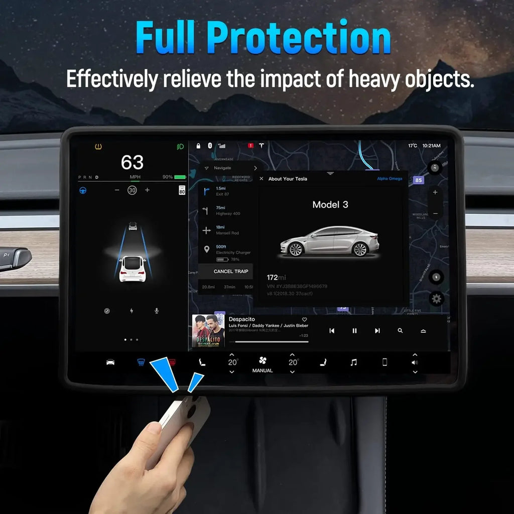 For Tesla Model 3 Y Highland Screen Protector Silicone Frame Display Edge Body Cover Central Control Accessories 2025 2024 2023 Vue