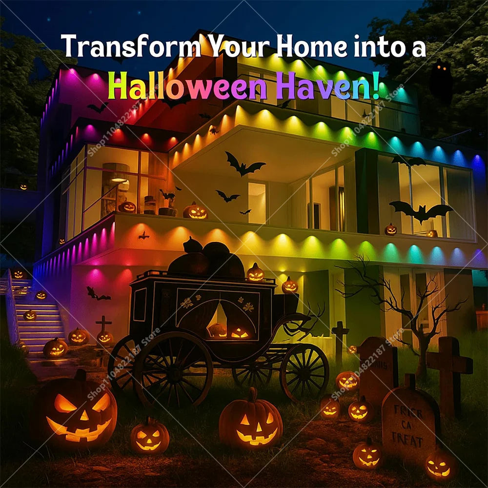 300FT Smart RGB Eave Lights App & Remote IP67 Permanent Outdoor LED String Lights Home New Year Christmas Birthday DIY Lighting Vue