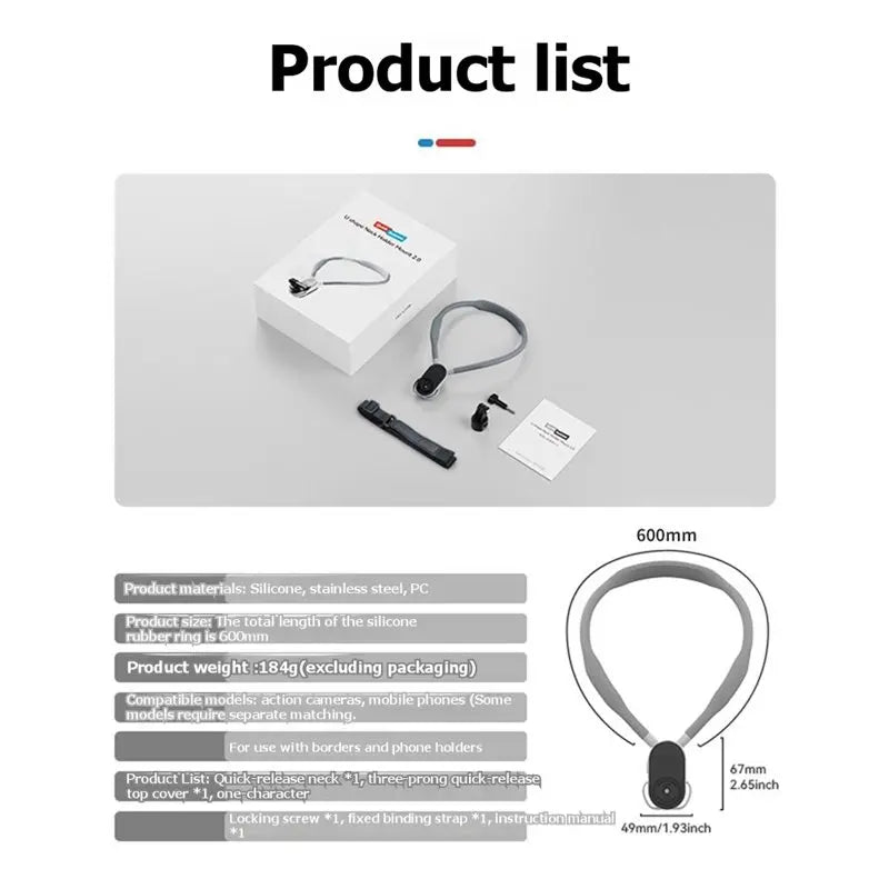 Hot-Quick Release Silicone Neck Mount Hold Strap For Gopro 600Mm Vue