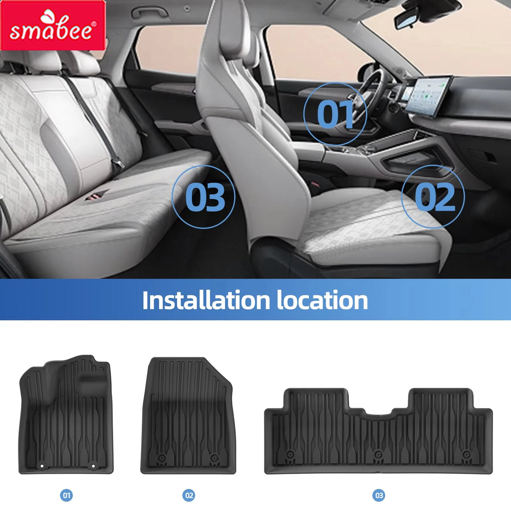Smabee Left Drive for BYD ATTO2 EV/Yuan UP 2024-2025 Car Floor Mats Cargo Liner Trunk Pad TPE Foot Mat Waterproof Accessories Vue