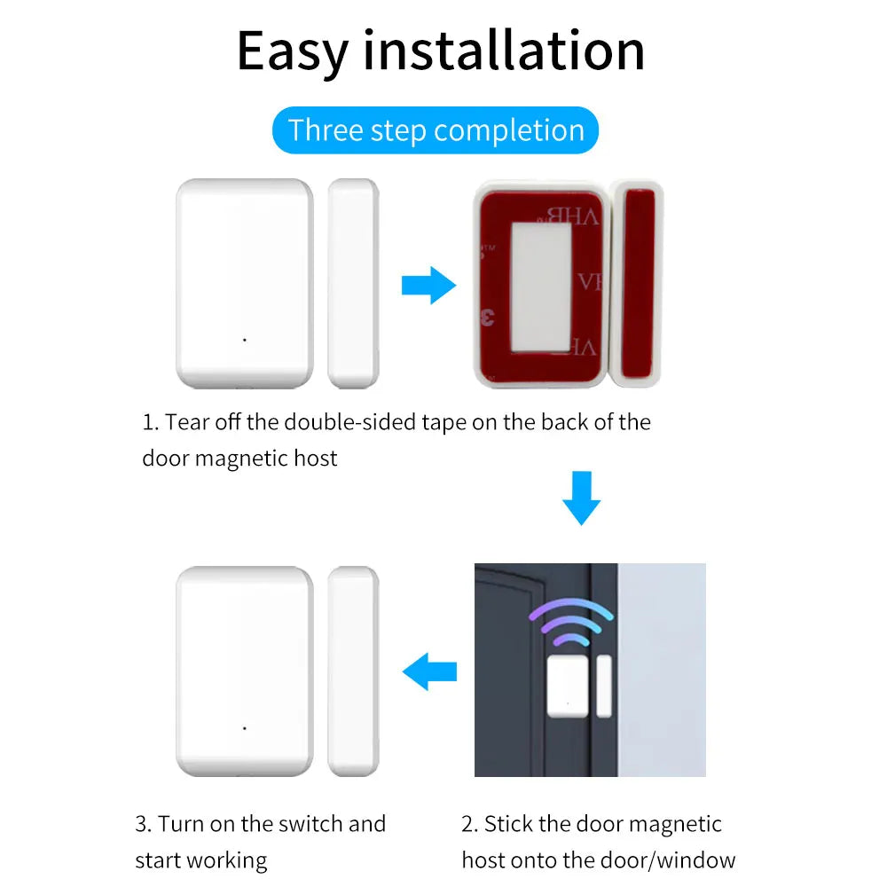 TTLOCK Wireless Magnetic Door Sensor Window Detection Coding Mode for TTLOCK Locks Security Alarm System Home Burglar Alarm Kits Vue