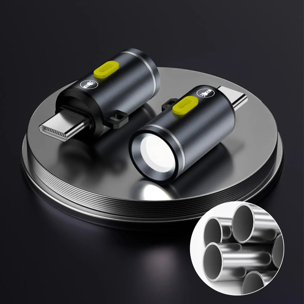 Type-C male adapter LED Camping Flashlight Portable Pocket Flashlight Lasting Outdoor Hiking Lighting Device Waterproof Torch Vue