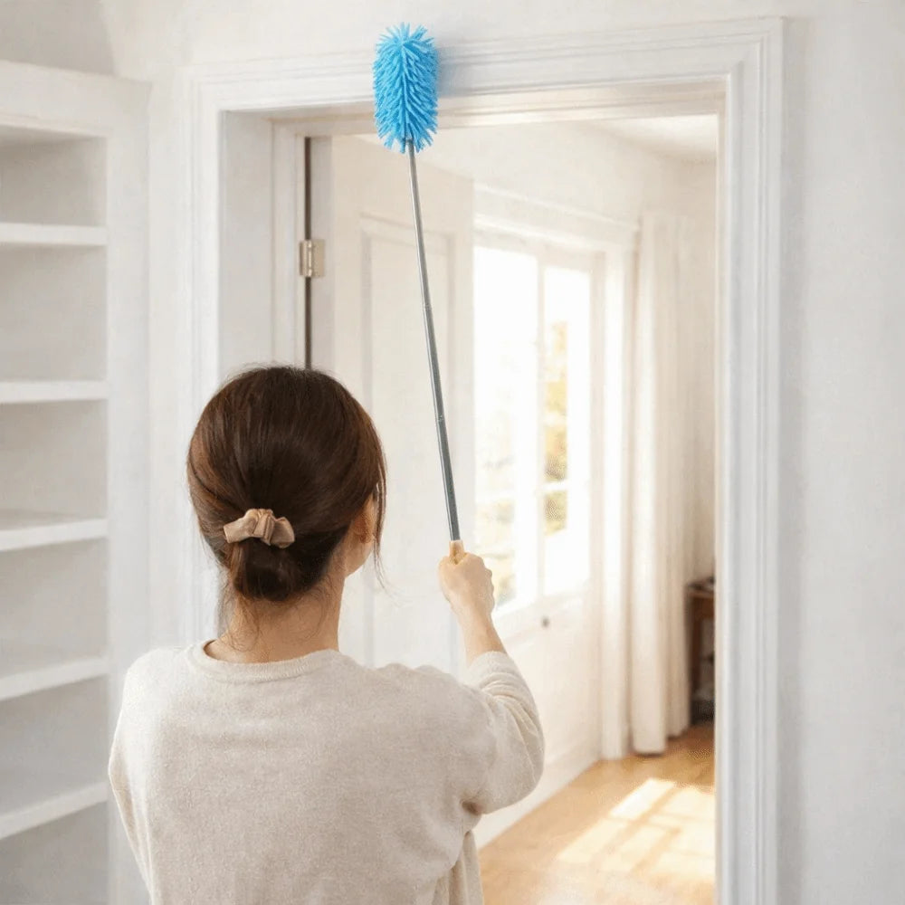 2 Pieces Extendable Microfiber Duster Replaceable Head Stainless Steel Handle Cleaning Duster Detachable Soft Vue