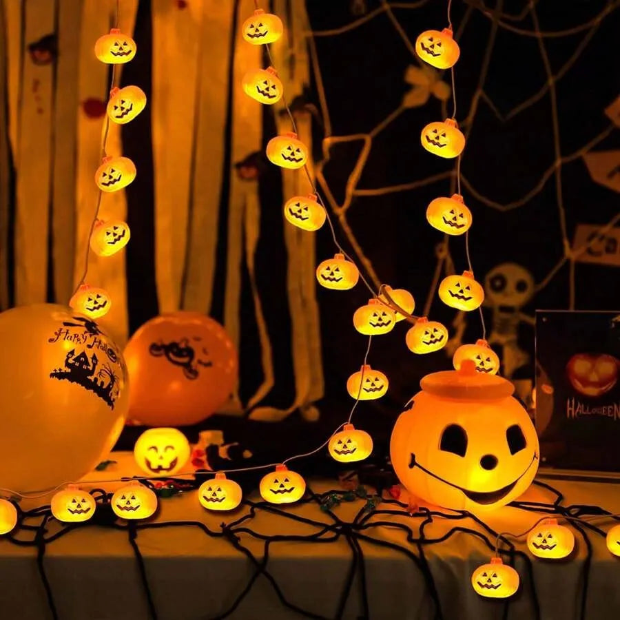 1pc LED Pumpkin String Lights, Halloween Party Decoration Pumpkin Lantern, Festive Yard Outdoor Lighting, Battery-Operated Vue