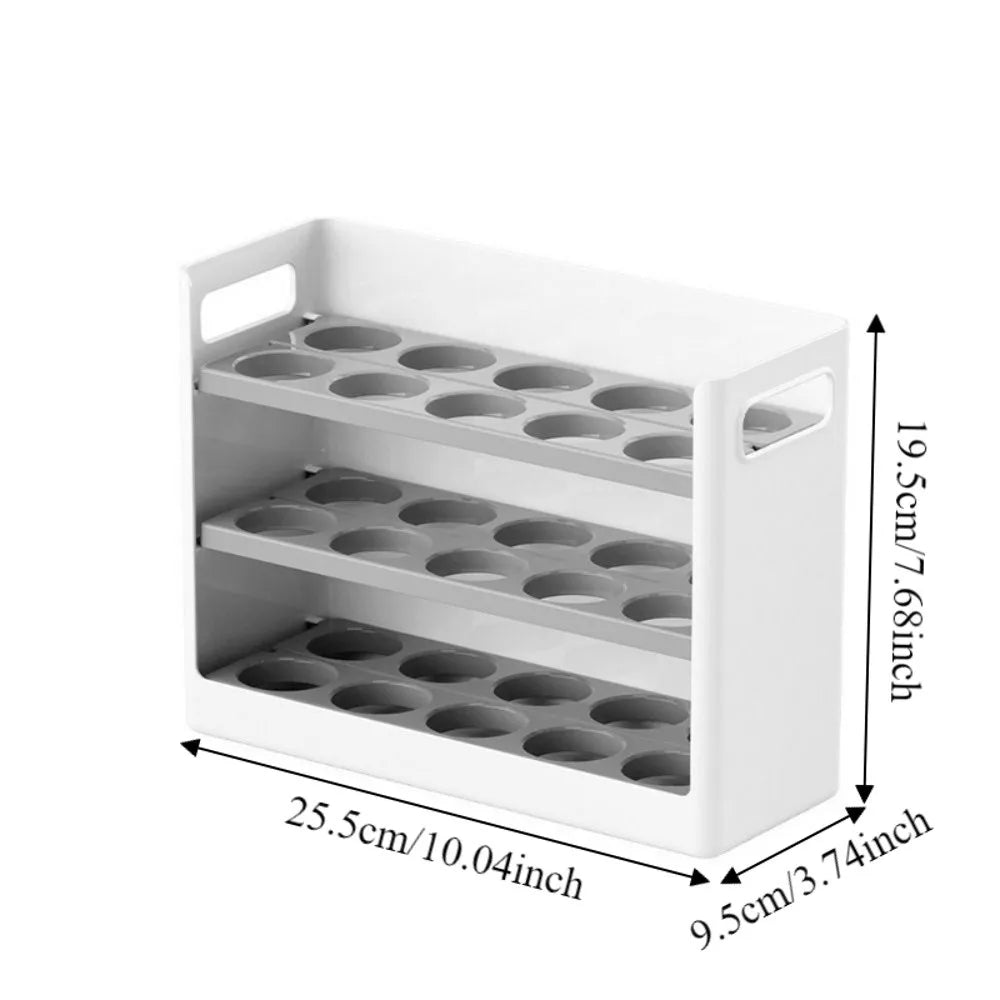 30 Grids 3 Tiers Egg Storage Box Anti-drop Plastic Egg Storage Tray Large Capacity Space Saving Egg Carton Refrigerator Vue