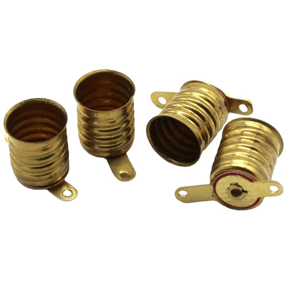 10PCS Brass Lamp Holder Screw-in Bulb Socket With Two Bottom Copper Terminal Student Science Experiment DIY Making Accessories Vue