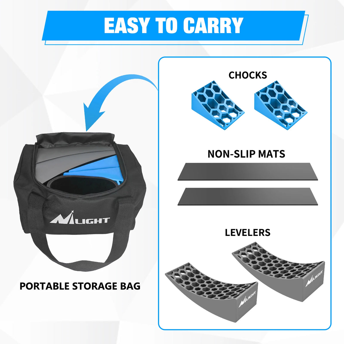 Nilight Camper Leveling Blocks, Leveling System for Single Dual Axle Travel Trailers, Suitable for More Types of Tyres, 2 Packs, Heavy Duty RV Leveler Kit for Camper Trailer Motorhome Travel Camping Accessories,2 Packs Vue
