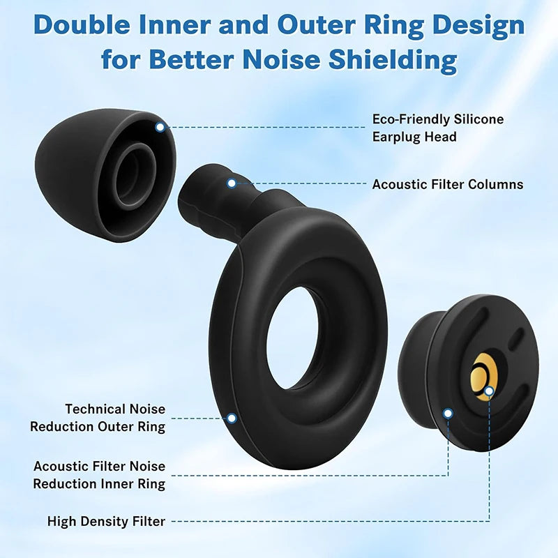 Ear Plugs Noise Reduction Protection Reusable Silicone Swimming Plug Vue