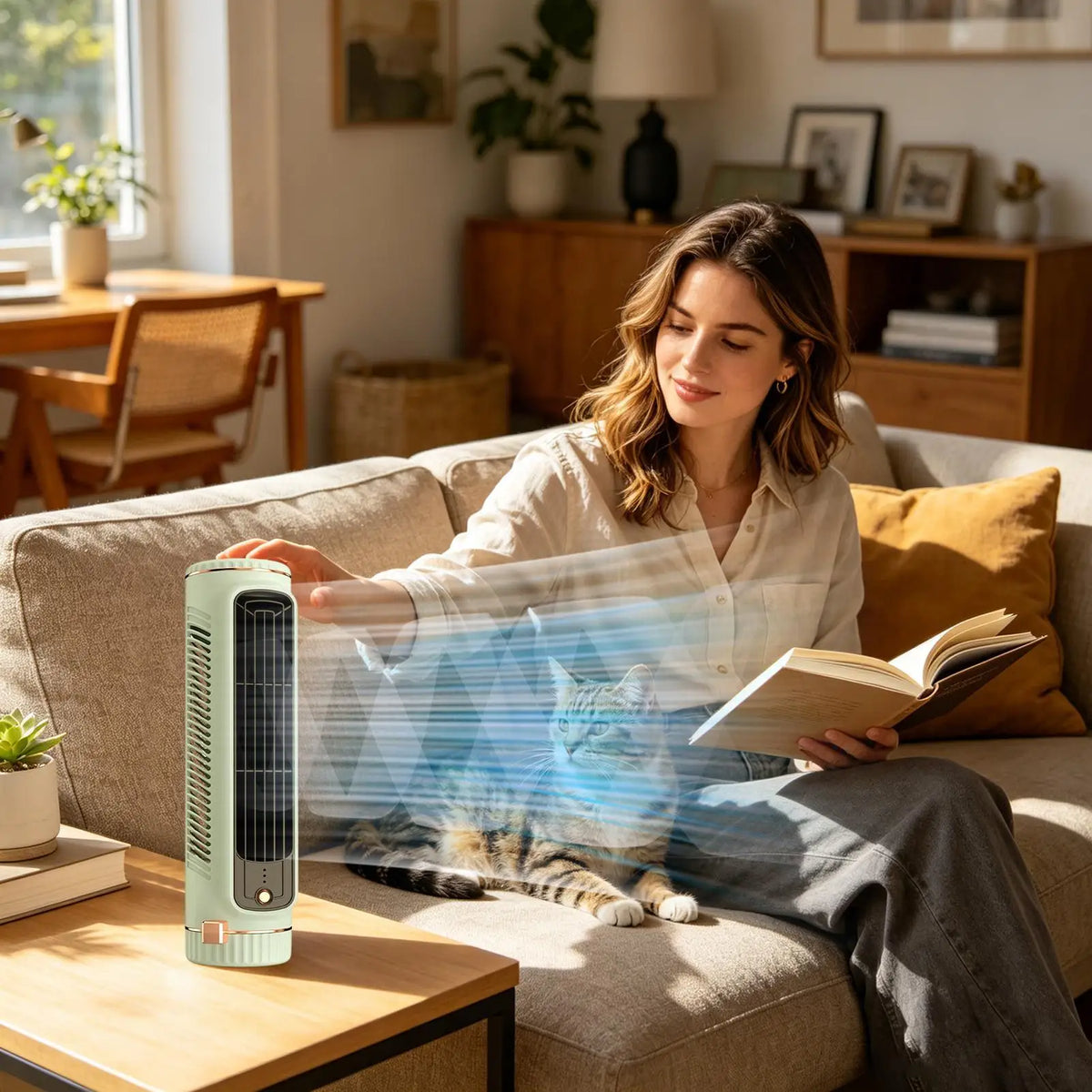 Best Portable Mini Tower Fan USB Rechargeable Bladeless 3 Speeds Cooling for Home Bedroom Office Dorm Study RV Sleep Vue