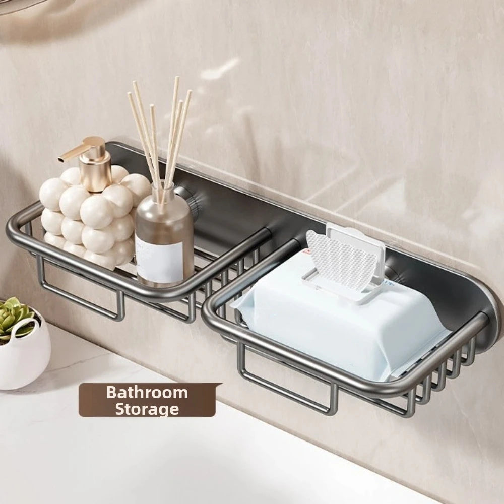 Space-Saver Self Adhesive Wall Mounted Soap Rack Rustproof Detachable Soap Storage Rack No Drill Soap Basket Shower Storage Vue