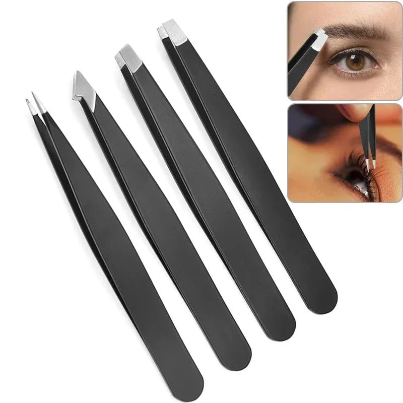 1pcs Stainless Steel Eyebrow Tweezers Hair Removal Tweezer Plucker Special Oblique Eyebrow Clip Hair Removal Clip Beard Clip Fac Vue