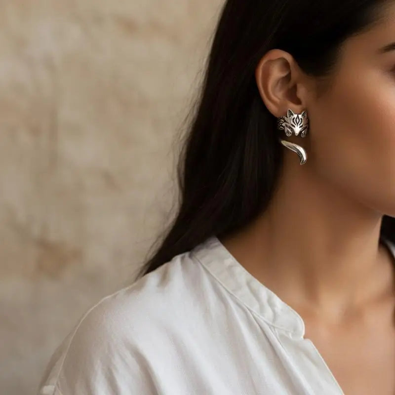 New Trendy Fox Shape Clip Earrings For Women Antique Silver Color Ear Cuff Girl Statement Jewelry Vue
